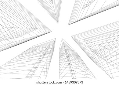 architecture geometric background, abstract lines 3d