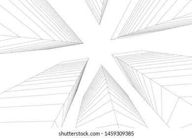 architecture geometric background, abstract lines 3d