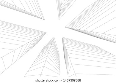 architecture geometric background, abstract lines 3d