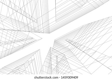 architecture geometric background, abstract lines 3d