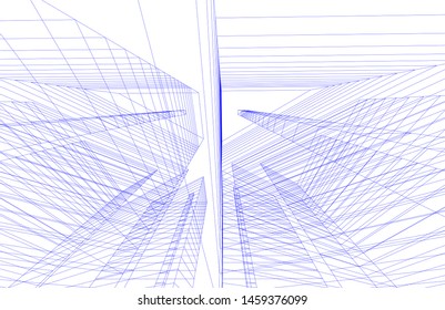 architecture geometric background, abstract lines 3d
