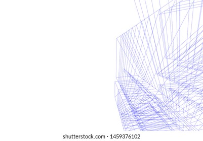 architecture geometric background, abstract lines 3d