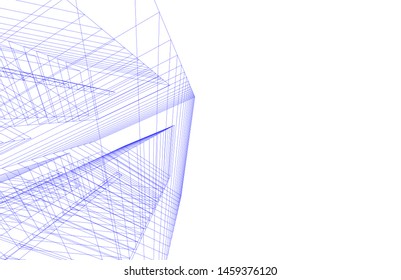 architecture geometric background, abstract lines 3d