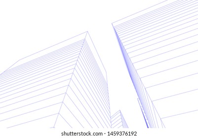 architecture geometric background, abstract lines 3d