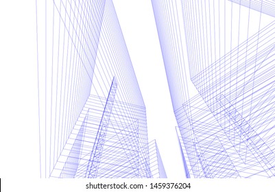 architecture geometric background, abstract lines 3d