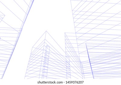 architecture geometric background, abstract lines 3d