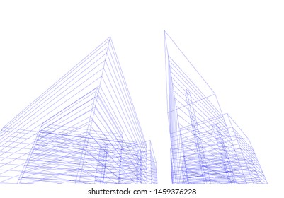 architecture geometric background, abstract lines 3d
