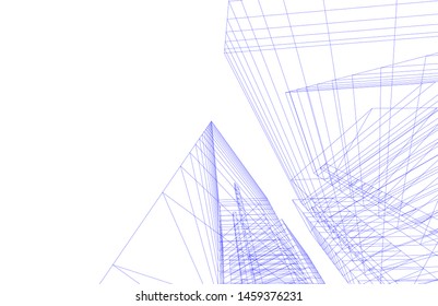 architecture geometric background, abstract lines 3d