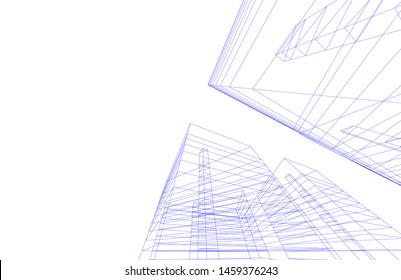 architecture geometric background, abstract lines 3d