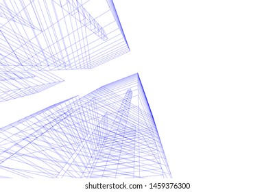 architecture geometric background, abstract lines 3d