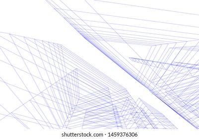 architecture geometric background, abstract lines 3d