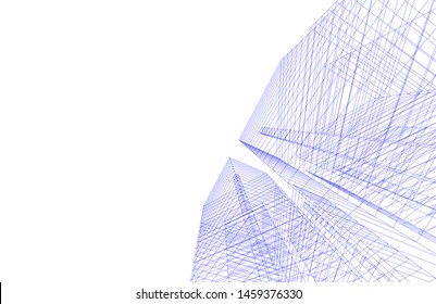 architecture geometric background, abstract lines 3d