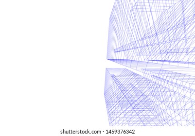 architecture geometric background, abstract lines 3d