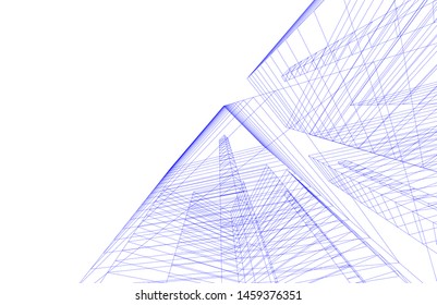 architecture geometric background, abstract lines 3d