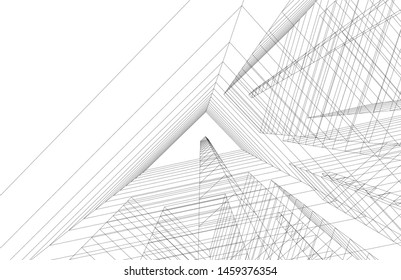 architecture geometric background, abstract lines 3d