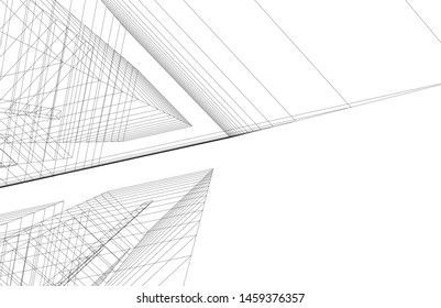architecture geometric background, abstract lines 3d