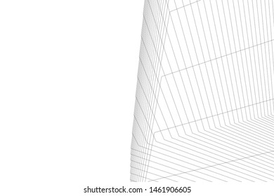architecture geometric background, abstract lines 3d