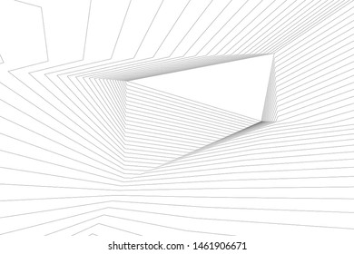 architecture geometric background, abstract lines 3d