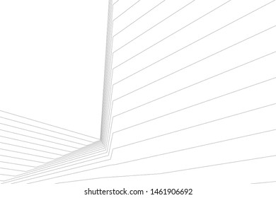 architecture geometric background, abstract lines 3d
