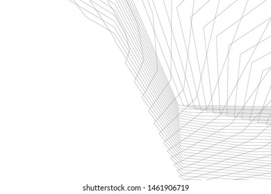 architecture geometric background, abstract lines 3d