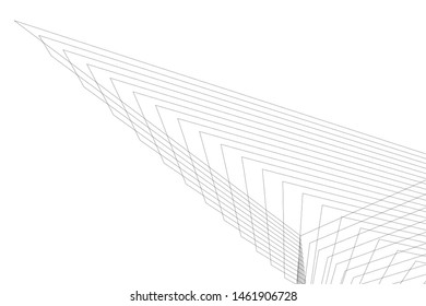 architecture geometric background, abstract lines 3d