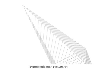 architecture geometric background, abstract lines 3d