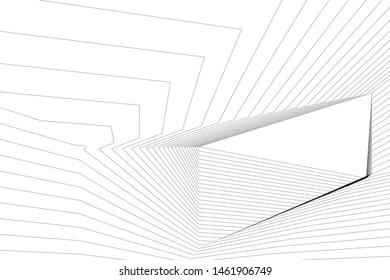 architecture geometric background, abstract lines 3d
