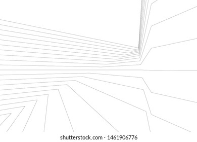 architecture geometric background, abstract lines 3d
