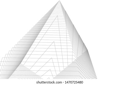 architecture geometric background, abstract lines 3d