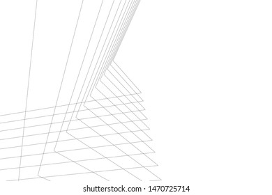 architecture geometric background, abstract lines 3d