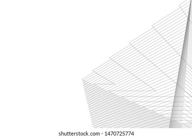 architecture geometric background, abstract lines 3d