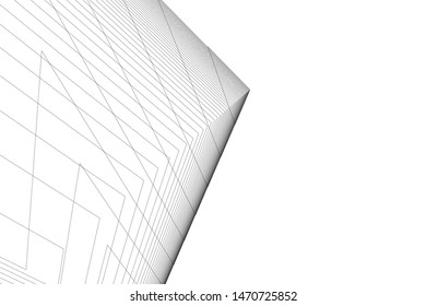 architecture geometric background, abstract lines 3d