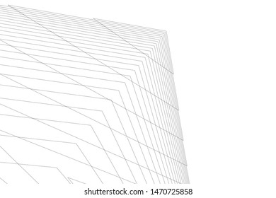 architecture geometric background, abstract lines 3d