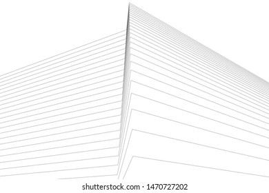 architecture geometric background, abstract lines 3d