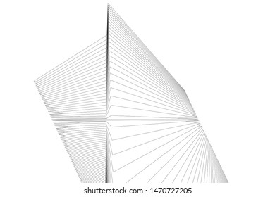architecture geometric background, abstract lines 3d