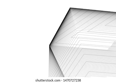 architecture geometric background, abstract lines 3d