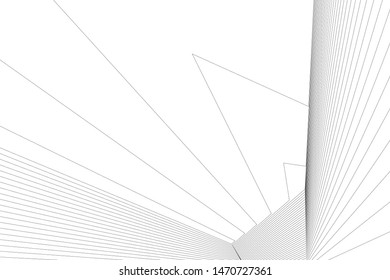 architecture geometric background, abstract lines 3d