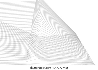 architecture geometric background, abstract lines 3d