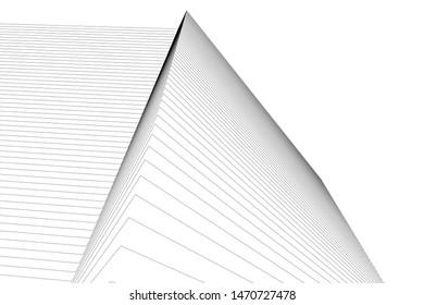 architecture geometric background, abstract lines 3d
