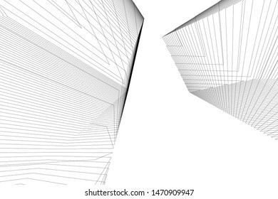 architecture geometric background, abstract lines 3d