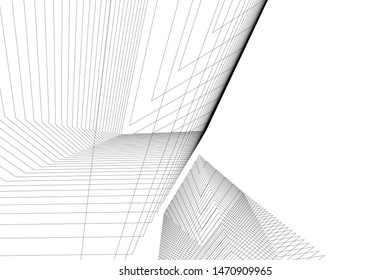 architecture geometric background, abstract lines 3d