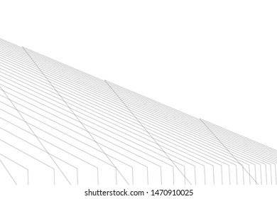 architecture geometric background, abstract lines 3d
