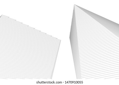 architecture geometric background, abstract lines 3d