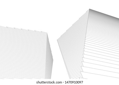 architecture geometric background, abstract lines 3d