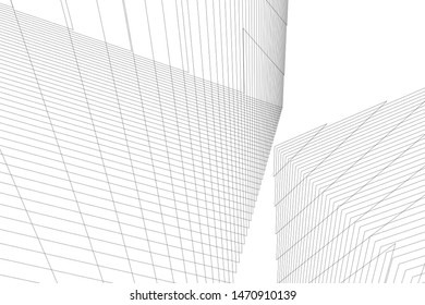 architecture geometric background, abstract lines 3d