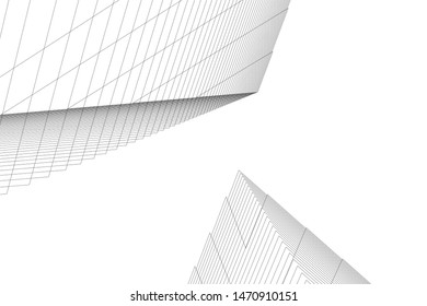 architecture geometric background, abstract lines 3d