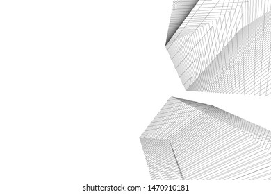 architecture geometric background, abstract lines 3d