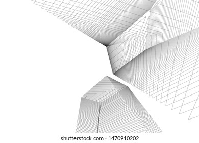 architecture geometric background, abstract lines 3d