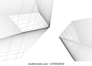 architecture geometric background, abstract lines 3d