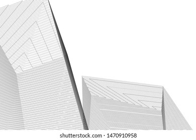 architecture geometric background, abstract lines 3d